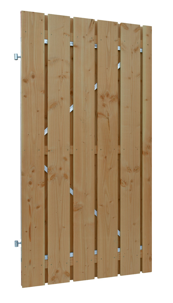 porte en planche | Douglas | rabot&eacute; | cadre en acier r&eacute;glable, 18 mm | 100 x 190 cm | Droit | vert impr&eacute;gn&eacute;